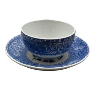 Spodes Camilla Copeland Blue & White Tea Cup & Saucer Set England 2 floral READ